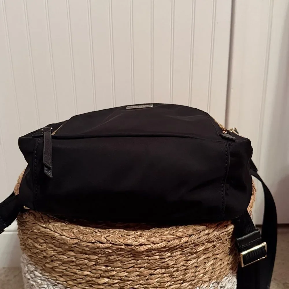 Kate Spade Black Dawn Backpack Nylon Zip Closure Front Pocket Waterbottle Slip
